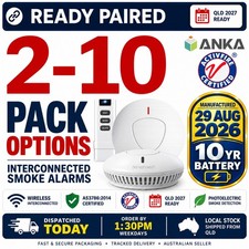 Wireless Interconnected Smoke Alarms | Photoelectric 10 Year Battery ANKA