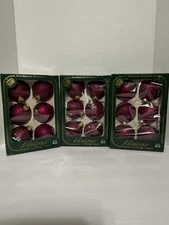 Vintage Purple Satin Christmas Ornaments Visions by Holly 3 Boxes