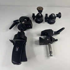 Manfrotto 327RC2 Grip Action Tripod Ball Head With Super Clamps & More Read Desc