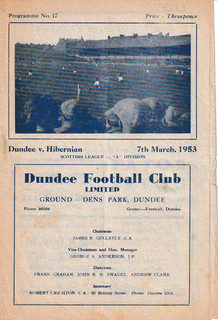 DUNDEE v HIBERNIAN SCOTTISH LEAGUE "A" 7th MARCH 1953 at DENS PARK
