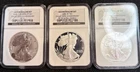 2006-W/P $1 American Silver Eagle 20th Anniversary 3 Coin Set NGC MS70 / PF70
