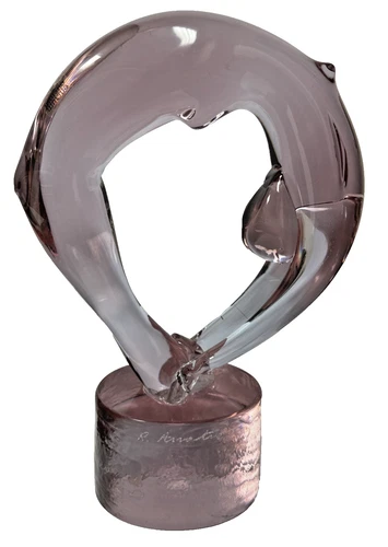 Signed Renato Anatra Murano Glass Acrobat Dancer Sculpture Lavender 12"