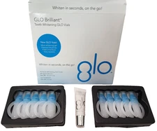 GLO Brilliant 10 Pack Teeth Whitening Gel Treatment Kit Plus Lip Care