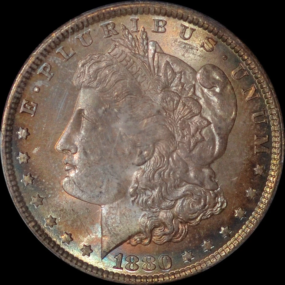 PCGS MS64 1880 Morgan Silver Dollar nicely toned both side - Image 3 of 4
