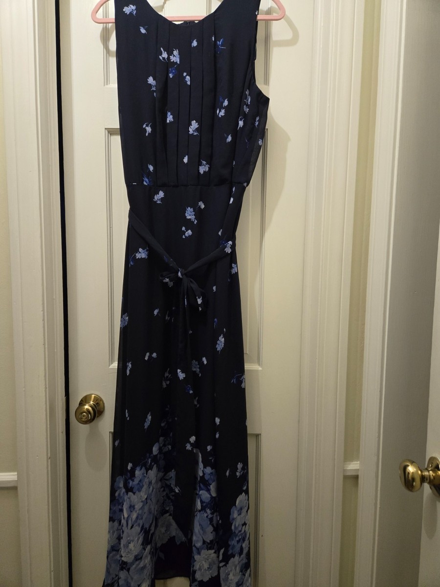 Ladies navy JCP dress size 16 full length, high neck, seeveless with back  zipper | eBay