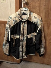 Vintage East West Women's Medium Full Zip Nylon Jacket With Gold Accents. Nice!