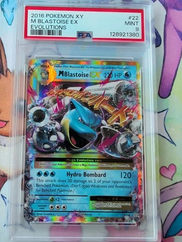 Pokémon M Blastoise EX Evolutions Ultra Rare Holo PSA 9 22/108