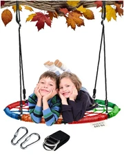 Multicolor Spider Web Tree Swing - 40 Saucer - 440 lb Capacity for Kids