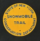Vintage New York State Snowmobile Trail Conservation Dept Tin Metal Sign Marker