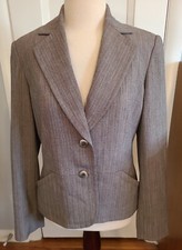Jones New York Classic Womens Grey Herringbone 2 Button Blazer Jacket Sz 8