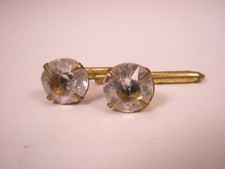 SINGLES 2 5/16" White Rhinestones Vintage Formal tux prom Shirt Stud h81