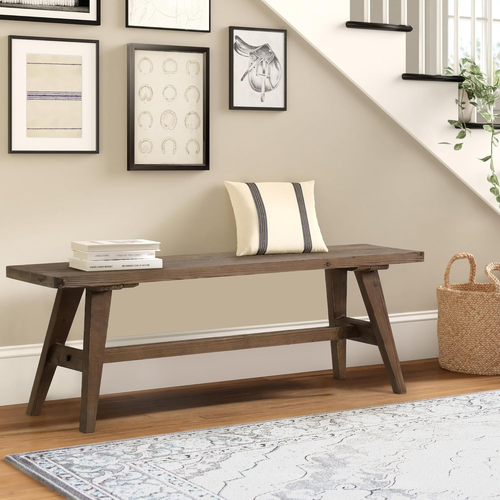 47" Farmhouse Wood Bench, Dining Room Bench, Entryway Bench for Living Dining...