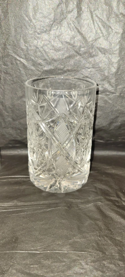 Juego de 5 vasos de jugo de cristal grabado vintage fondo pesado  Foto 2 de 4