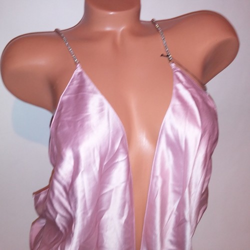Victoria Secret Lingerie Sleepwear Romper Bodysuit XXL 2X Pink Bling Bows Satin - Picture 4 of 14