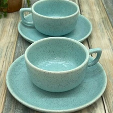 4 piece Vintage 1950-1962 Brusche Al Fresco Blue Teacup and Saucer sets