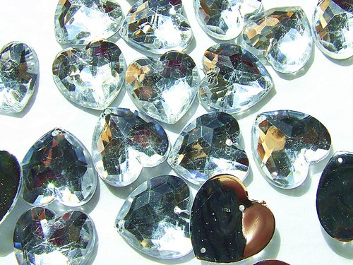 Acrylic Rhinestone Gems 16 mm Love Heart Flat Back Sew On Crystal Red Green Blue - Picture 15 of 57