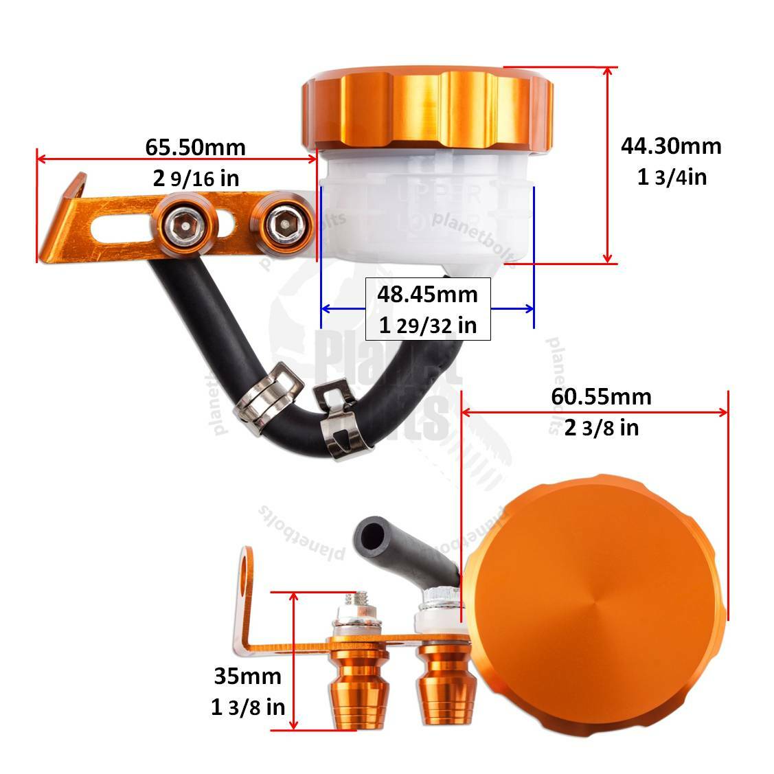 Orange Reservoir Tank 52mm Universal Top Fluid Brake Clutch Master