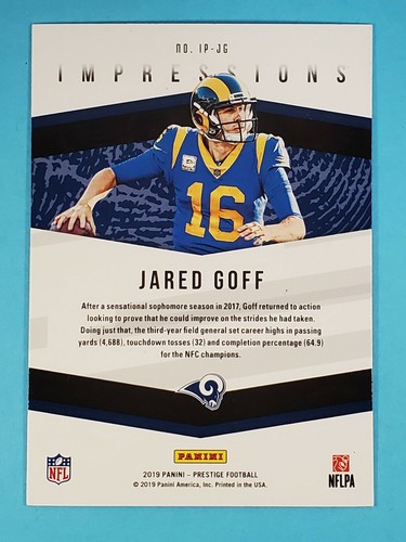 2019 Panini Prestige Impressions Jared Goff Los Angeles Rams #IP-JG - Picture 2 of 2