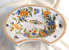 Ancien Plat à Barbe décor Vieux Rouen fait main