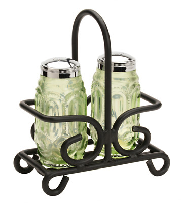 SALT & PEPPER CADDY Wrought Iron Table Spice Rack Basket Amish Handmade ...