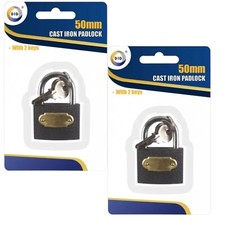 2pk Padlock 50mm Heavy Duty Iron Outdoor Shed Safety Security Shackle Lock 4 Key