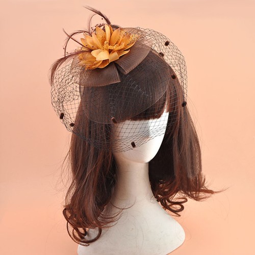 Chenille Dot Birdcage Veil Wedding Party Headpiece Fascinator Floral Tilt Hats - Picture 20 of 22