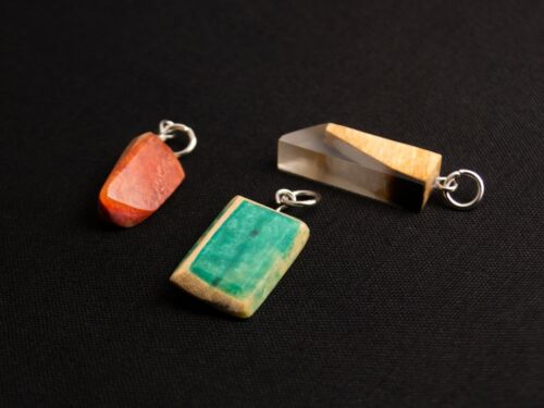 3PCS Unique Maple Keychains Finders Rings Lava Magma Stone Cyan Ocean Sand Beach - 第 1/7 張圖片