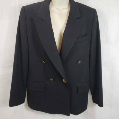 Veste Blazer Femme Giorgio Sant'Angelo Noir Taille 8 - Laine, Double Boutonnage