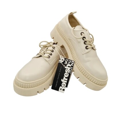 Refresh Damenschuhe Blucher Type 170363 creme Spitze flach UK2 EUR35 Freizeit