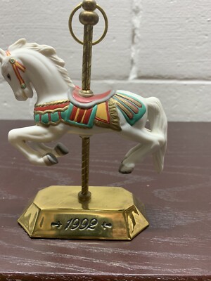 hallmark keepsake 1992carousel #1 in series fine porcelain hand painted brass