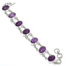 Purple Amethyst Gemstone Handmade 925 Sterling Silver Jewelry Bracelet Size 7-8"