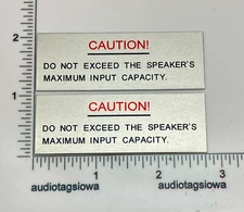 Yamaha NS-1000 Speaker Badge Rear CAUTION! Plates Custom Silver Aluminum Pair