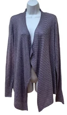 Chico's Size 2 Women's 12/14 Purple Fuzzy Knit Asymmetric Open Front Cardigan