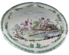 Antique 18thC Capodimonte Porcelain Soft Paste Soap Bubble Scene Cake Plate