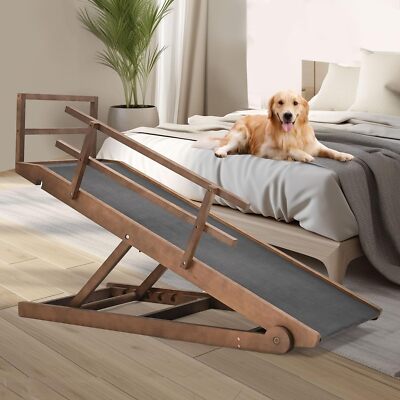 Dog Ramp Rubber Mat High Traction Ramp,5 Level Adjustable Folding Pet Ramp