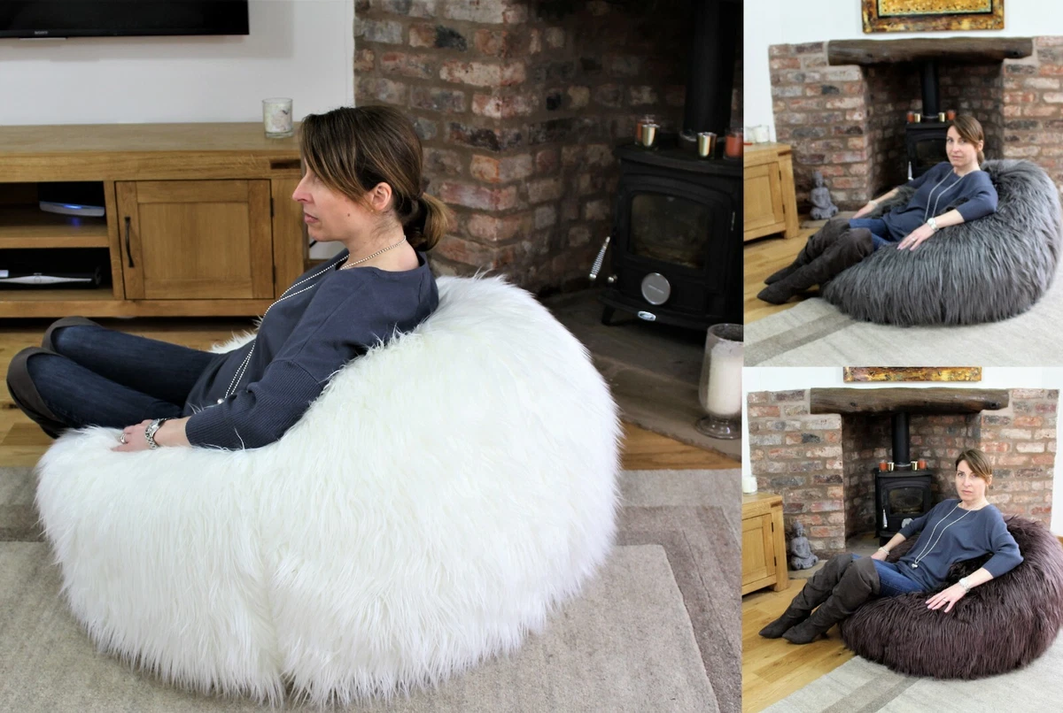 Faux Long Fur Large Bean Bag Chair Mongolian Fur Beanbag Gaming