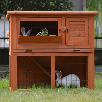 3FT RABBIT HUTCH GUINEA PIG RUN DELUXE PET HUTCHES FERRET CAGE PETS  HOUSE UK - Main Image