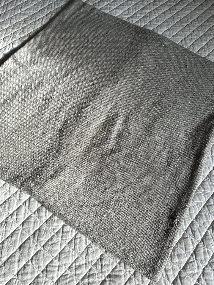 West Elm Silk Blend Euro 2 Pillow Covers Grey Woven Textured Wood Buttons 24x24 - Image 3 of 4