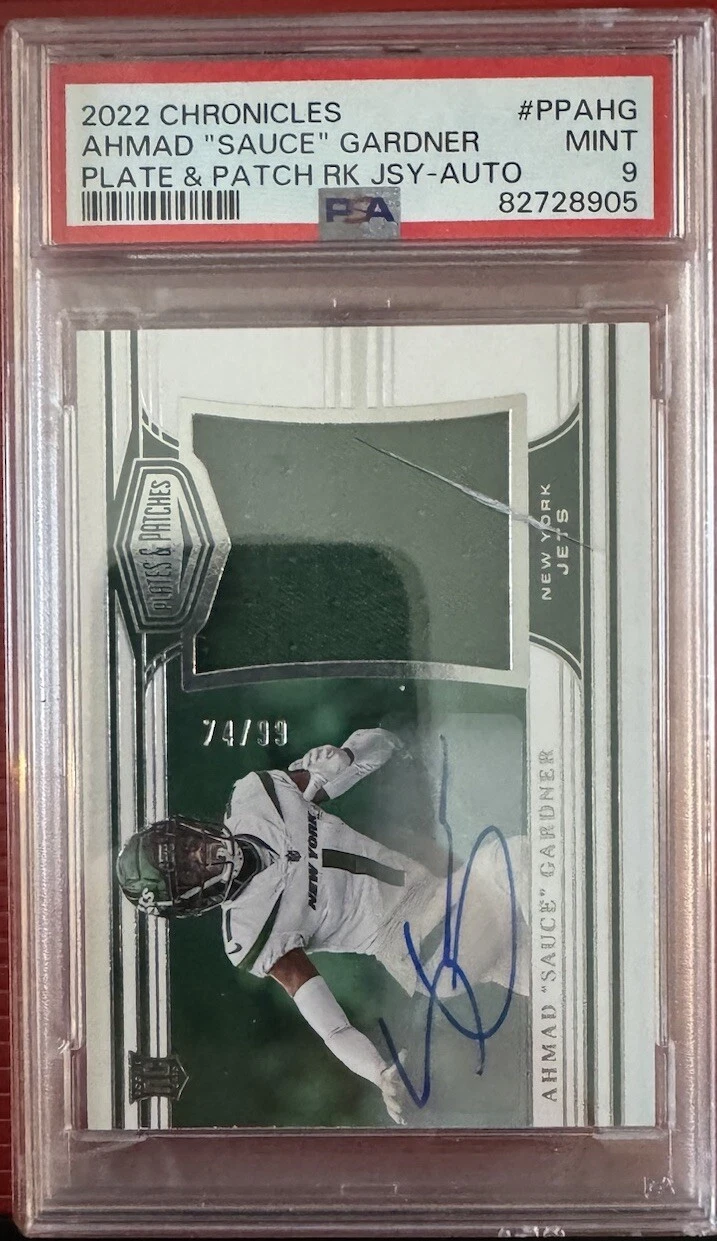 Sauce Gardner Panini Chronicles Plates & Patches Rookie Jersey #PPAHG Autograph