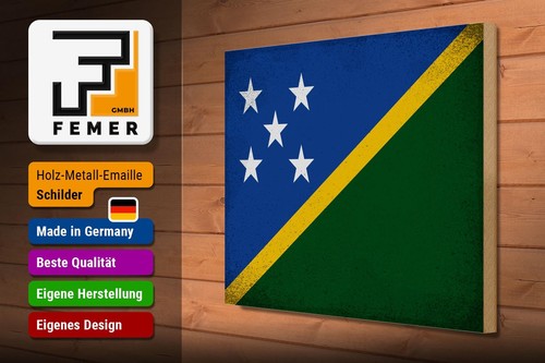 Holzschild Flagge Salomonen 40x30 cm Solomon Islands Vintag Schild wooden sign - Picture 3 of 5