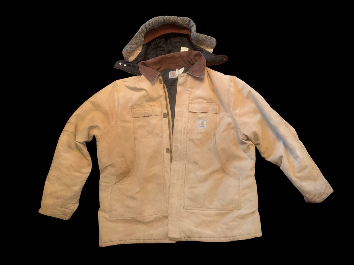Soft Distressed Carhartt Wip Chore Coat Hamilton Brown XL XXL
