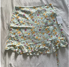 Ruffle Floral Boho Peasant Hipster Straight Modern Fairy Cottage Picnic Skirt