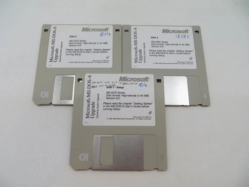 MICROSOFT MS-DOS 6 UPGRADE Version 6.0 3.5" Floppy Disks computer 1993 -