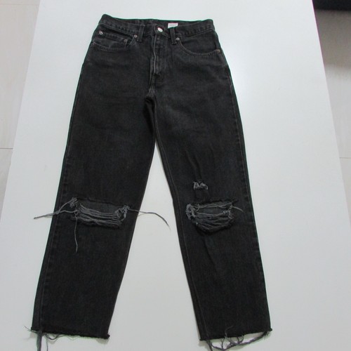 Vintage Levis Jeans W30 L26 Student Relaxed Crop Ripped Black 550 - Picture 2 of 11