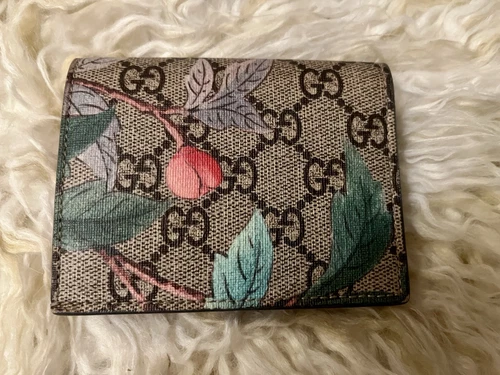 MAGNIFIQUE authentique sac à main portefeuille GUCCI GG Supreme Tian double pli toile enduite