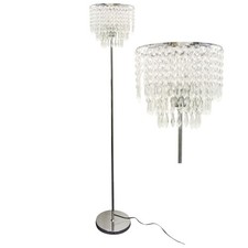 Image of Modern Jewelled Acrylic Crystal 153cm Floor Light Standing Lamp Chrome Gold