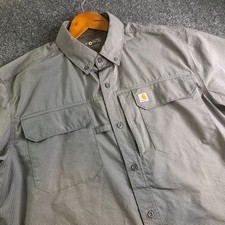 Carhartt Force Work Shirt Men Large Gray check Relaxed Fit Button Down Pockets