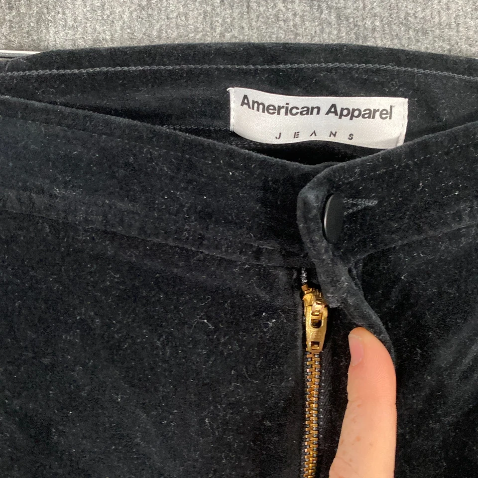 American Apparel Jeans Womens S Black Trousers Velour Skinny Leg Y2K Style Retro - image 3 of 4