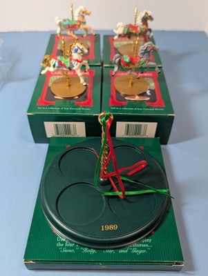 Hallmark Keepsake Ornament - Christmas Carousel 4 Horses & Stand - 1989