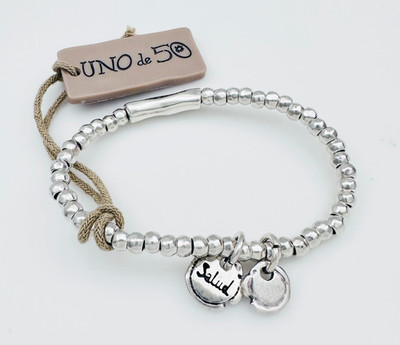 UNO de 50 versilbertes Bettelarmband ''Gesundheit/Salud'', S (5,7''-6,1'')